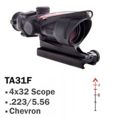 Trijicon ACOG 4x32 Scope with Red Chevron BAC Flattop Reticle & Flat Top Adapter