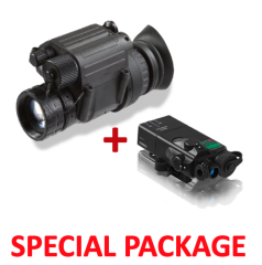 Package NVG PVS-14 Night Vision Monocular Gen 3 Auto-Gated Manual Gain Made in USA + Steiner OTAL-C IR Offset Aiming Laser